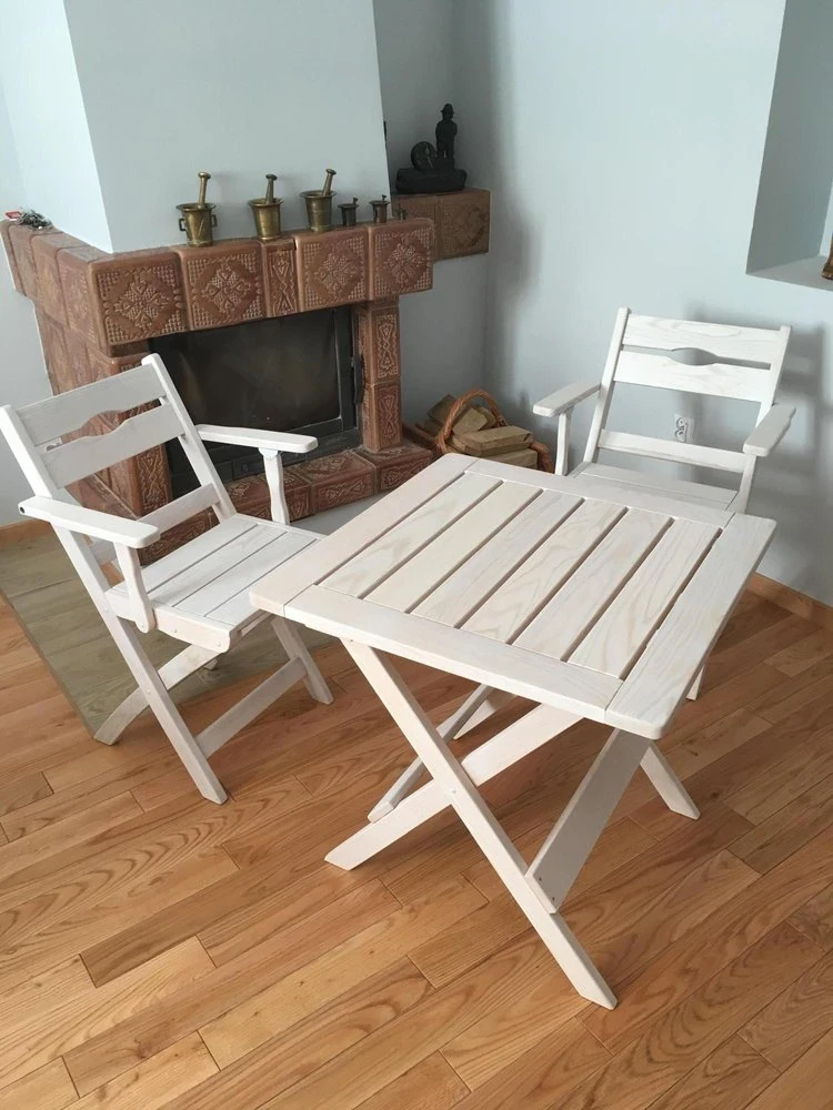 Komplet ogródkowy ZOSIA (składany, bielony)