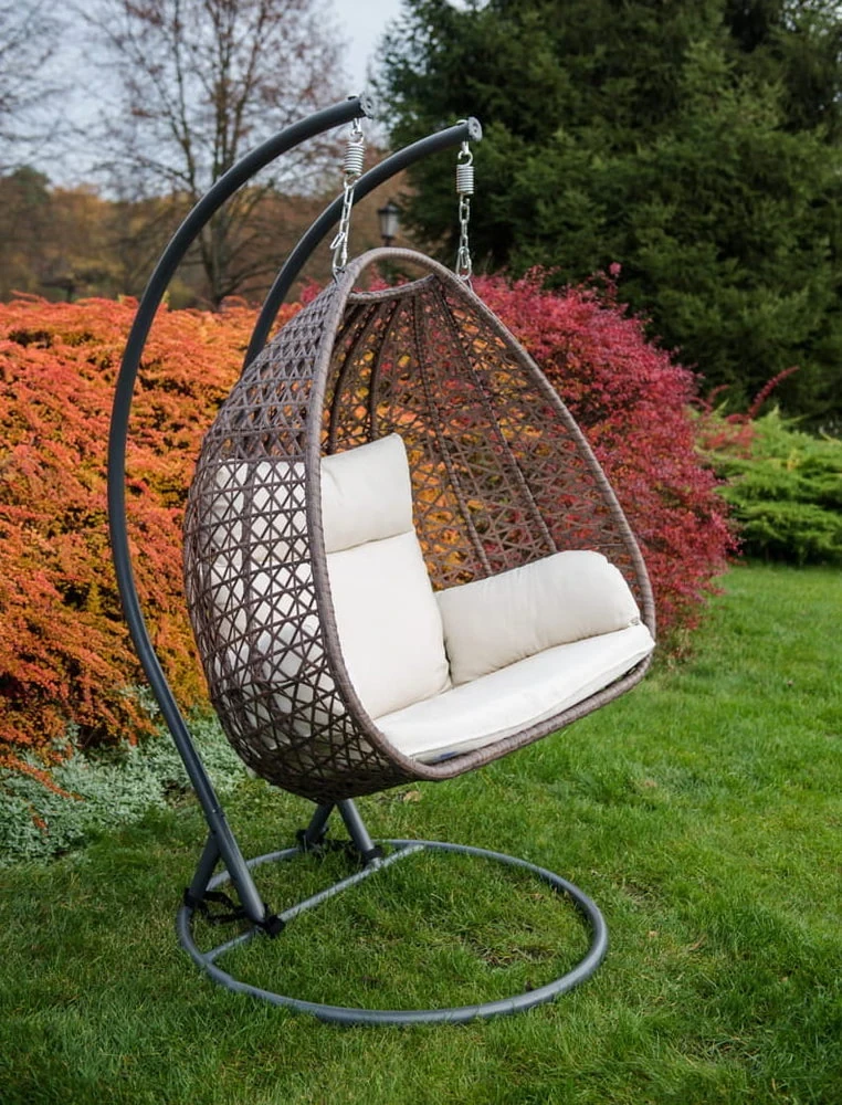 Wiszący fotel 2-osobowy Doppio z technorattanu