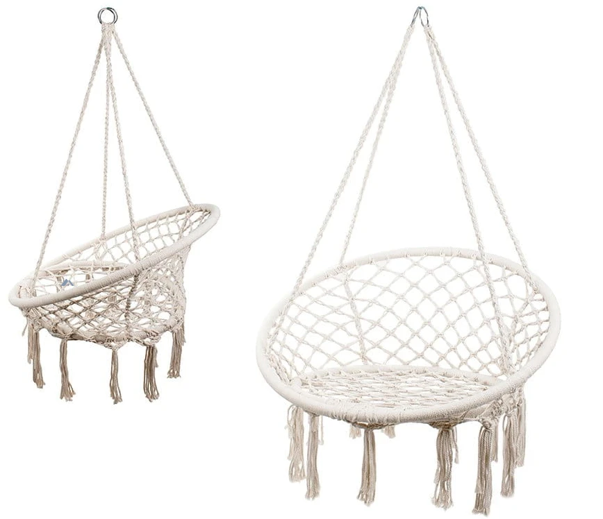 Rustykalny fotel wiszący Nido ze sznurka