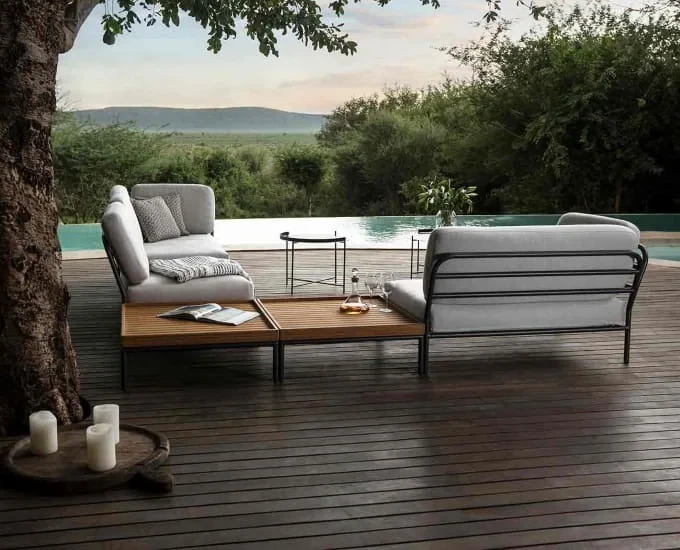 Aluminiowy nowoczesny narożnik Level Sunbrella