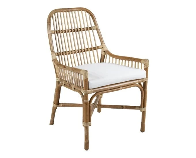 Rustykalne krzesło rattanowe Vallda z poduszką