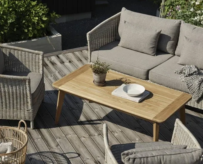 Prostokątny stolik kawowy teak Lilja 140x80 cm