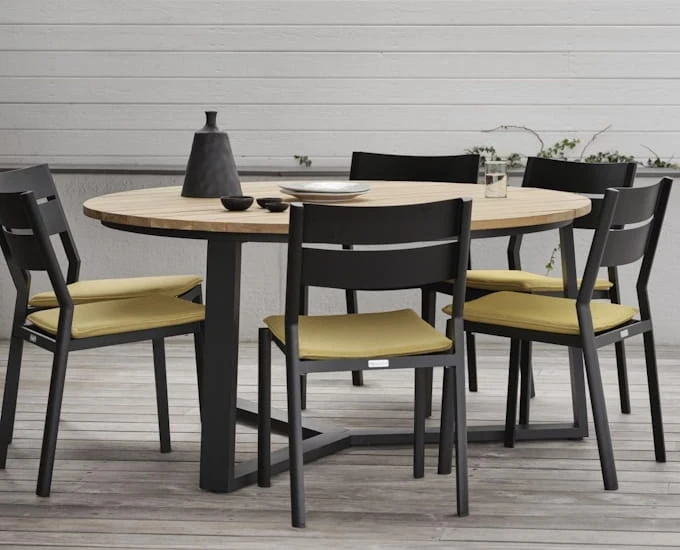 Stół okrągły Laurion z blatem teak