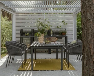 Zestaw obiadowy rozkładany stół Lomma z 6 krzesłami ze sznura Elle