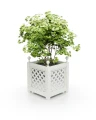 Ozdobna donica aluminiowa Bordeaux z kulkami pure white
