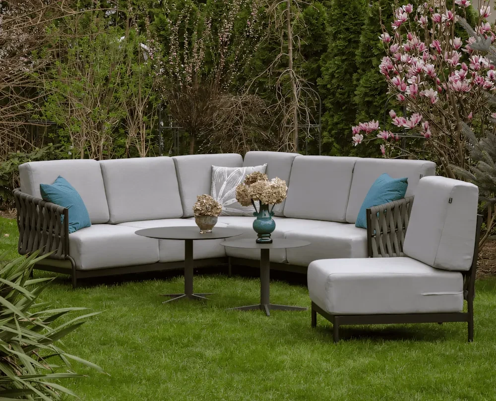 Nowoczesny narożnik ogrodowy z plecionki Casablanca