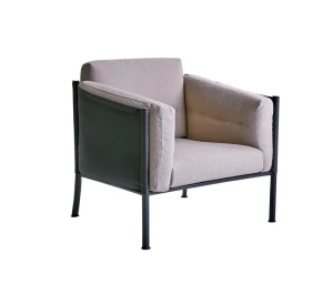 Fotel Delux stal nierdzewna i poduszki boucle