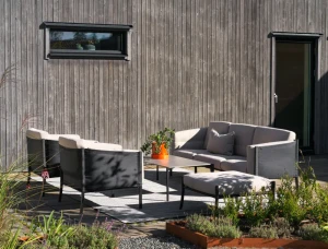 Ekskluzywny zestaw wypoczynkowy Delux stal nierdzewna i poduszki boucle