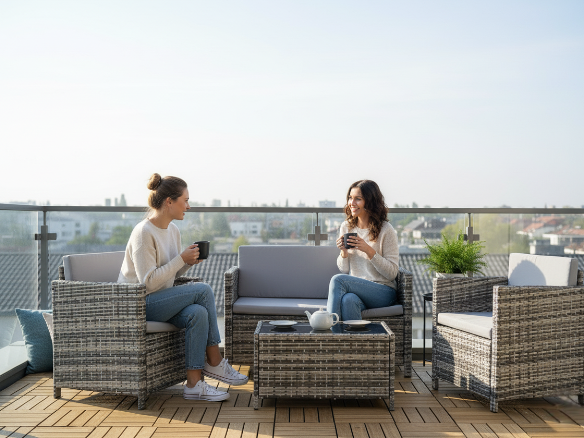 Zestaw Calmo szary technorattan