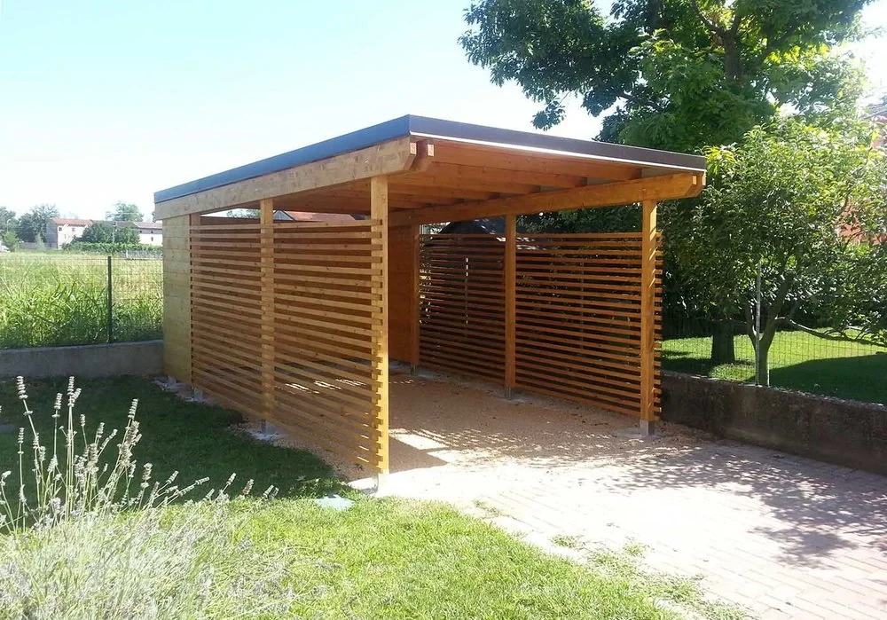 Nowoczesna wiata RIVA z żaluzjowymi bokami