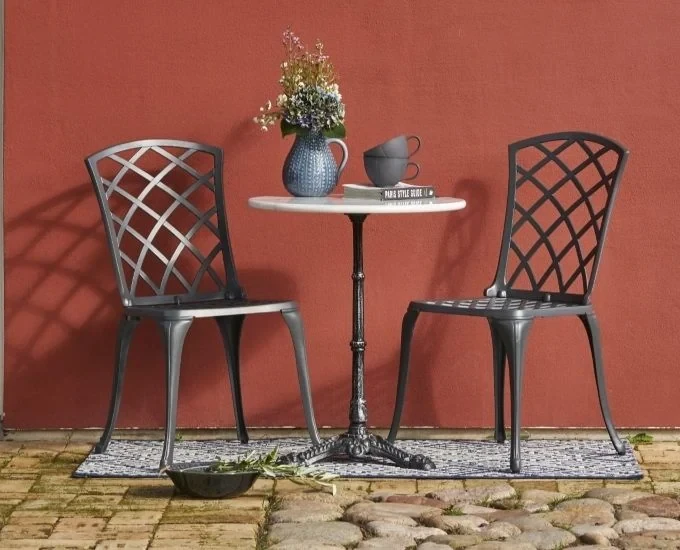 Komplet bistro Vichy ze stolikiem marmurowym