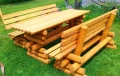 Komplet z półwałków MICHAŁ (stół i 2 ławki)