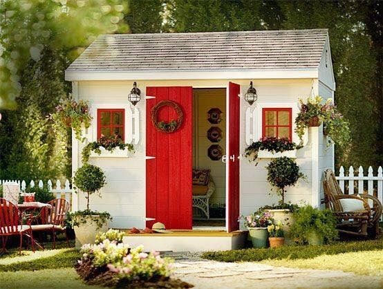 czerwono biały domek