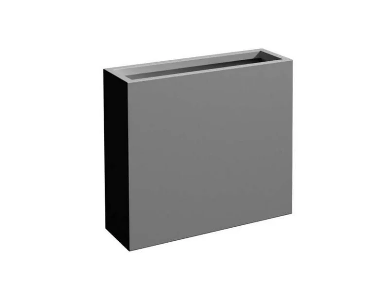 Donica Wall 80L - Ogrodolandia.pl Szara, prostokątna donica Pure Wall o pojemności 80 l z wąskim otworem u góry na białym tle.